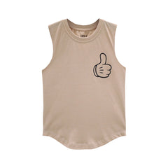 GOOD TIMES MUSCLE TEE SMALL PRINT BEIGE